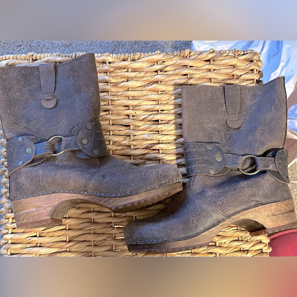 SANITA 'Mohawk' Danish Clog Boots in Antique Brown Women Sz. EUR 39 - US 8-8.5